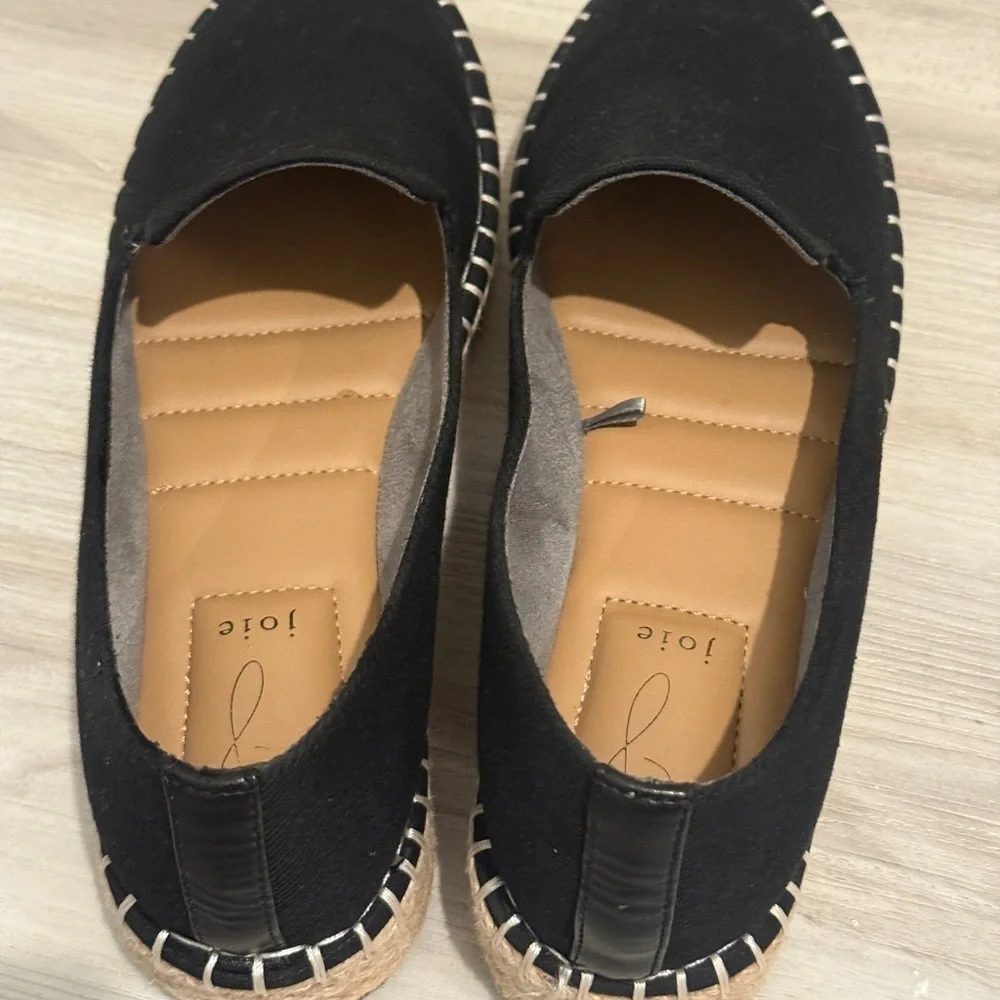 Joie Black Canvas Espadrille Loafers